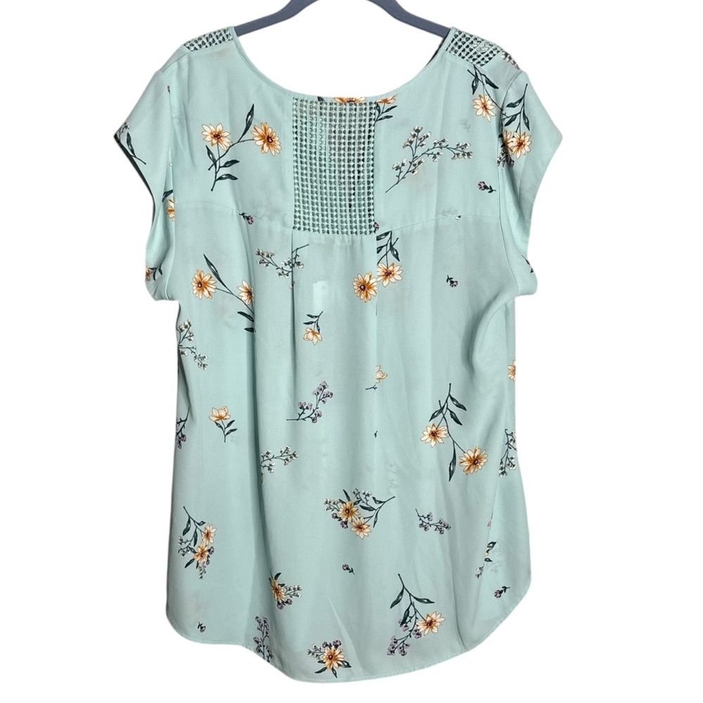 Daniel Rainn Mint Floral Cap-Sleeve Blouse - Picture 3 of 5